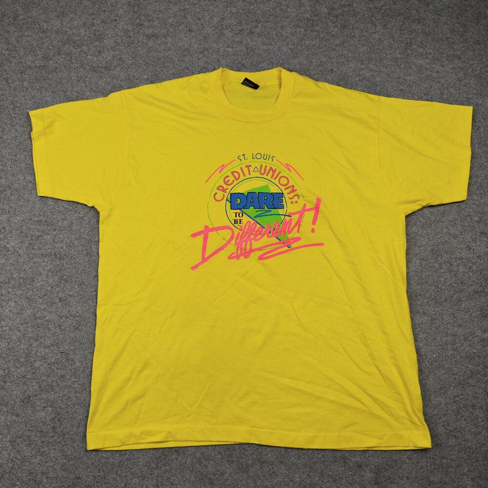 Vintage Screen Stars Best Shirt Mens 2XL Yellow St. Louis Credit Union